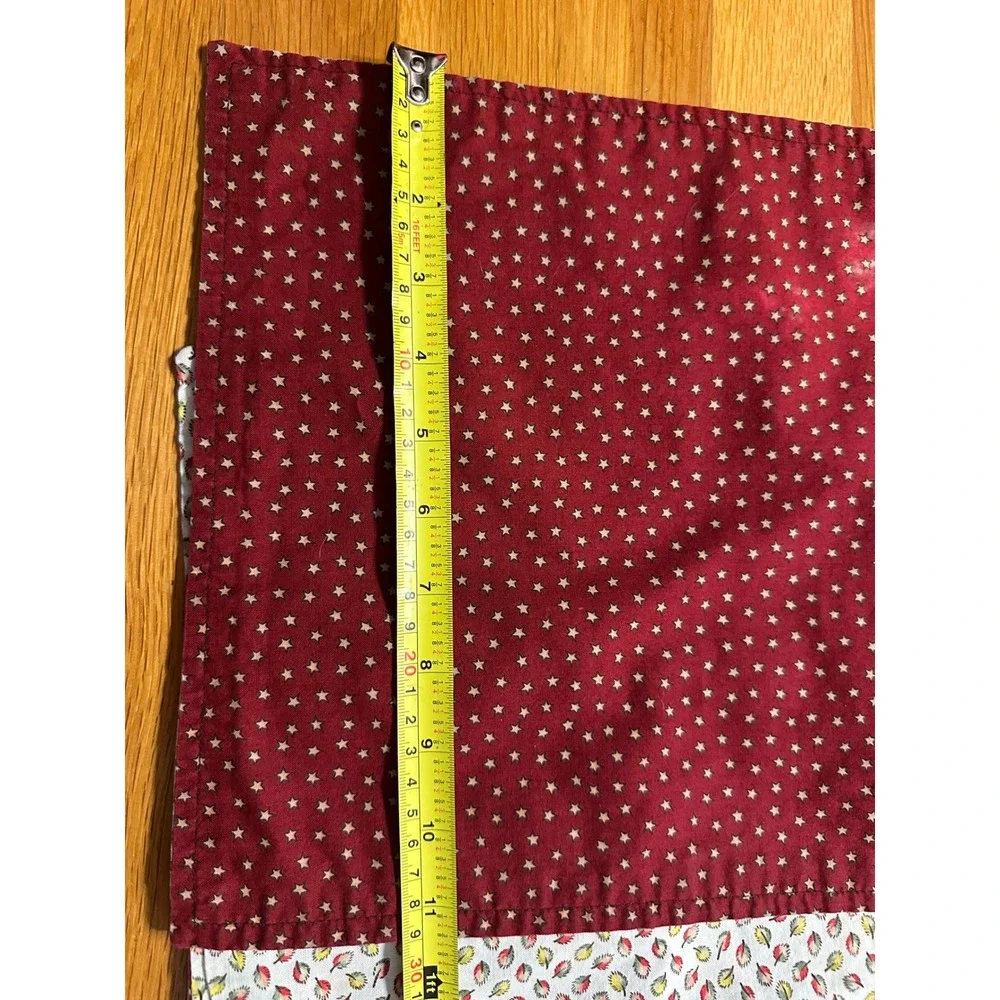 Vintage Reversible Cloth Placemats Set of 6 Burgundy Star Leaf Print Country Red